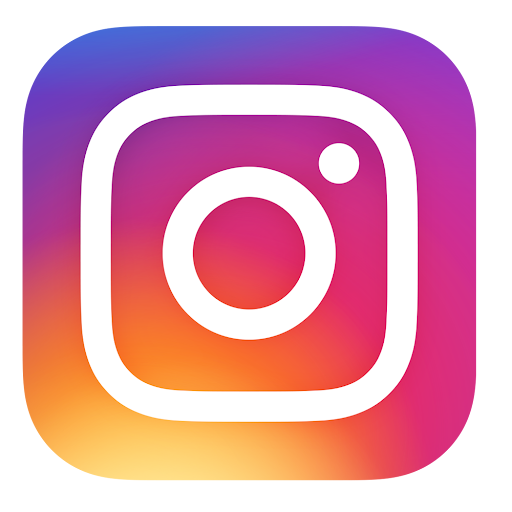 Instagram logo forming a camera in a rounded square colored with a pinkish, purple, orange, and yellow gradient.