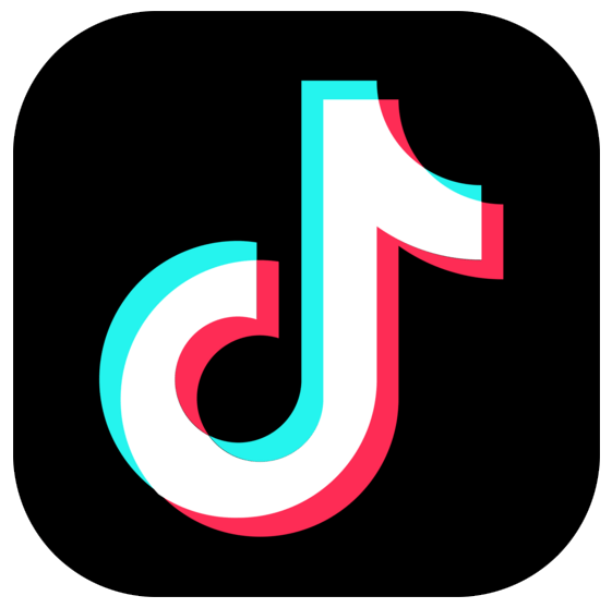 Tiktok logo forming a musical note in neon green, pink, and white over a black background.
