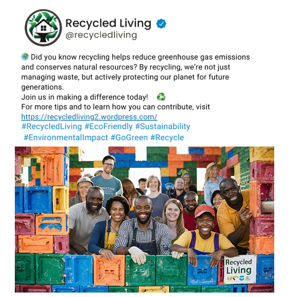Facebook post for recycled living